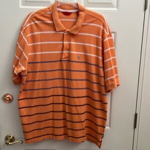 Izod Mens Orange, Blue and White Striped Polo Shirt.  3XLT.
